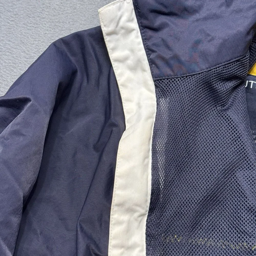 Nautica Mens XXL Windbreaker Jacket Blue Yellow Large Spellout Lightweight GUC